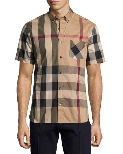 burberry brit short sleeve check sport shirt|Burberry men's shirts clearance.